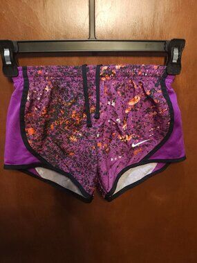 Nike Youth Girls Tempo Dri Fit Running Shorts Pink Multi Splatter Size XS